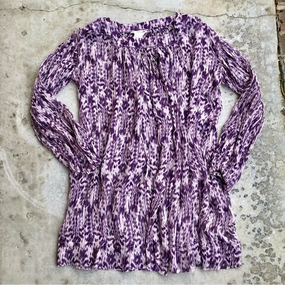 Etoile Isabel Marant Dress Silk Chiffon Sheer Shift Long Sleeved Mini Purple 0 - Picture 3 of 8